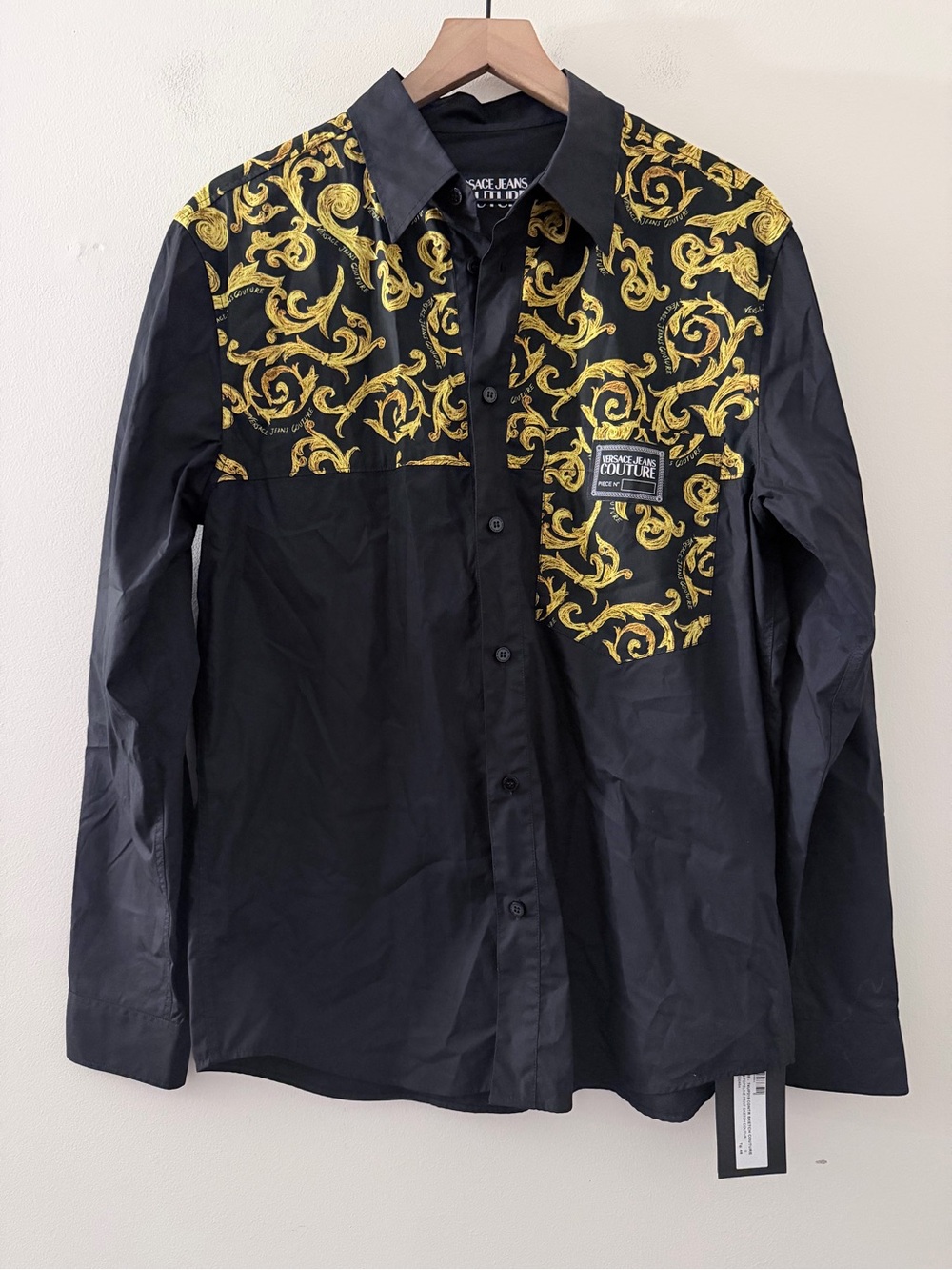 Versace Jeans Couture Baroque Barocco Monogram Button Down Dress Shirt Mens Sz S
